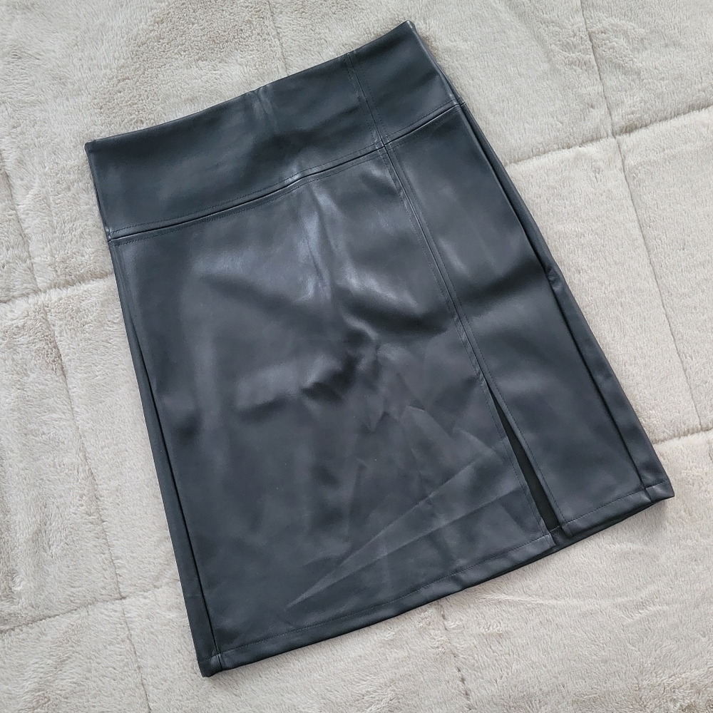 Black faux leather skirt